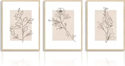 Zdjęcie produktu dla Beżowy Botaniczny Zestaw Obrazów na Płótnie 30x40cm Sypialnia Pokój dzienny Dekoracja