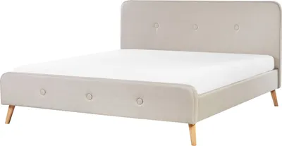 Produktbild von BELIANI Polsterbett Leinenoptik Beige Lattenrost 180 x 200 cm Elegant
