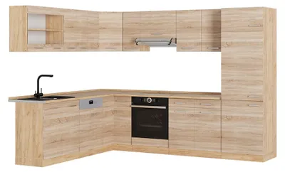 Zdjęcie produktu dla Kogoszczona kuchnia Vicco R-Line Sonoma/Dąb goldkraft 287 x 227 cm, BP Dąb, Model 54169