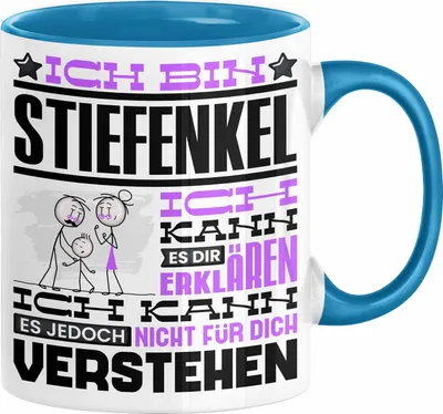 Produktbild von Stiefenkel Geschenk Kaffee-Tasse Geschenkidee für Stiefenkel Ich Bin Stiefenkel Ich Kann Es Dir Erklären Jedoch Nicht Für Dich Verstehen Spruch Lustig (Blau)