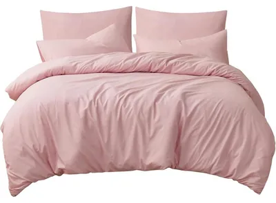 Produktbild von Bettwäsche-Set 200x220 cm Rosa 3-teilig Mikrofaser mit Reißverschluss Bügelfrei