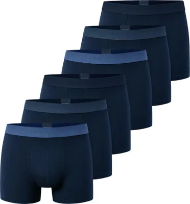Produktbild von SCHIESSER Herren Boxershorts, 6er Pack - "95/5", Trunks, Baumwolle Stretch, Logobund Blau 4XL