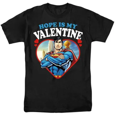 Image de T-shirt Superman - "Hope Is My Valentine" - Unie, pour hommes et femmes, modèle TV38299 (3XL) (Noir)