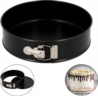 Produktbild von Kuketo | Runde Kuchenform 21 cm Schwarz – Springform Aus Stahl Mit Antihaft-Beschichtung & Strukturboden – Robust, Praktisch & Pflegeleicht