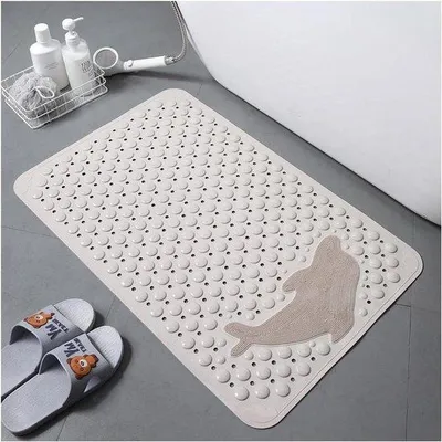 Image de Tapis de douche antidérapant 75 x 44 cm, kaki, effet massage
