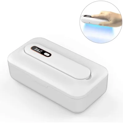 Produktbild von Nagelwerkzeug Desinfektionsbox, tragbarer USB Desinfektionsreiniger für Nageltools, Pinzetten, Friseursalon, Tattoo, Schmuck & Handy (Weiß)
