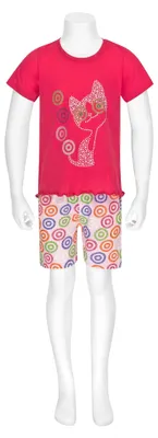 Produktbild von Toller Mädchen Pyjama Shorty kurzarm mit Katzenmotiv – 161 705 90 824 ; pink , 98