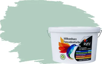 Produktbild von RyFo Colors Silikonharz Fassadenfarbe Lotuseffekt Trend Eukalyptus 10l  - bunte Fassadenfarbe, weitere Grün Farbtöne und Größen erhältlich, Deckkraft Klasse 1