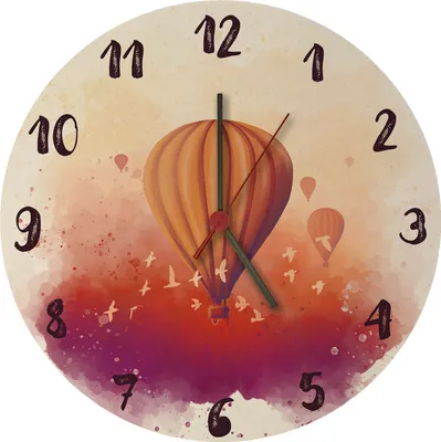 Produktbild von Heißluftballon in Wasserfarbenoptik Wanduhr aus MDF