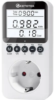 Imagen del producto de Medidor de consumo eléctrico para enchufes, contador de costos de energía con pantalla LCD retroiluminada, protección contra sobrecarga de 3680W