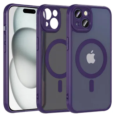 Immagine prodotto di Custodia magnetica per iPhone 15 Custodia protettiva Magsafe Telaio in TPU antiurto forte anello magnetico, viola