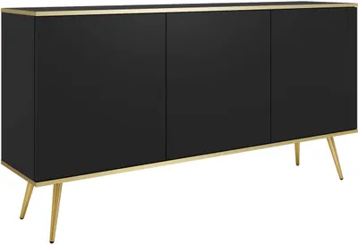 Produktbild von FURNLUX Sideboard Oro Black Und Gold 160cm / Hauptfarbe: Schwarz / Abmessungen: 160 x 39 x 85 cm