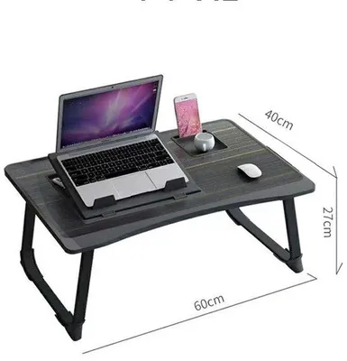 Immagine prodotto di Tavolino per laptop - Supporto pieghevole per laptop - Supporto per laptop - Tavolino da letto - Con porta-telefono e portabevande - 60 x 40 x 28 cm