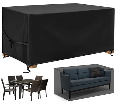 Image de Housse de protection pour mobilier de jardin, tissu Oxford 420D, imperméable, rectangulaire, dimensions 170x94x70 cm, couleur noire