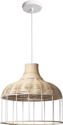Produktbild von Pendelleuchte Rattan und Metall Sliema Weiß