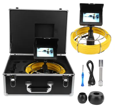 Image de Caméra vidéo industrielle portable de 5 pouces (17 mm) pour l'inspection des canalisations et des conduites, étanche IP68, équipée de 8 LED (F5P1740M)