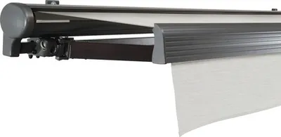 Produktbild von SOLUNA Halbkassettenmarkise Comfort 4x2,5 Dessin U190 Gestell DB703 dunkelgrau Antrieb links inkl. Kurbel