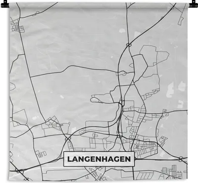 Produktbild von MuchoWow® Wandteppich Wandbehang Deutschland - Karte - Langenhagen - Stadtplan 150x150 cm Tapisserie Dekoration Wandtuch - Wohnaccessoires - Modernes