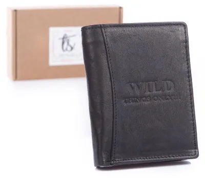 Produktbild von WILD Things Only Herren Geldbörse Trifold Echtleder Reißverschluss Münzfach Schwarz