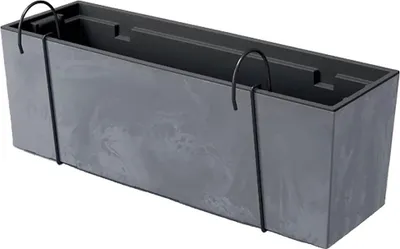 Produktbild von Prosperplast Blumentopf Urbi Case W Collection, Beton Effekt, Durchsichtig, 58x18x19.5 cm, Kunststoff, mit Inneneinsatz, Hakensatz für Geländerbefestigung, Frost- und Hitzebeständig, für Innen- und Außenbereiche, 3-teilig (Topf, Innentopf, Haken)