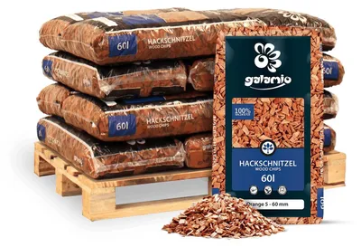 Produktbild von Galamio Holzhackschnitzel Orange 60l x 12 Sack 720l 12er Palette