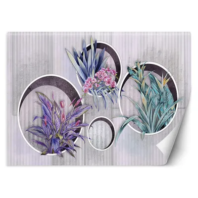 Produktbild von Betonoptik Blumen Pflanzen Violett FOTOTAPETE 200x140 cm VLIES Tapete Wandtapete Wandbilder Wanddekoration Design Wohnzimmer Schlafzimmer Flur Büro Küche T-7-TF-19119-200x140