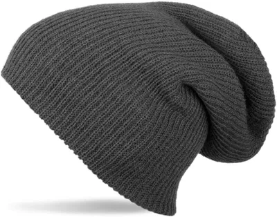 Produktbild von styleBREAKER Uni Beanie Strickmütze Slouch Polyacryl, Dunkelgrau