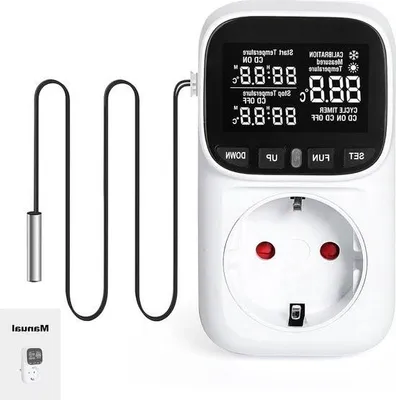 Produktbild von Steckdose für digitalen Temperaturregler – 230 V, 16 A, Thermostat – Zeitschaltuhr, Sensorsonde