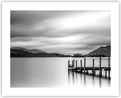 Produktbild von Poster - Poster ohne Rahmen - Schwarzweiß Landschaft See - 50x40 cm - Wand Bild - Wanddeko - Wandbilder - Kunstposter - Wandposter - Bilder - Kunstdruck - Wanddekoration - Wandbild - P2XAA50x40-4321