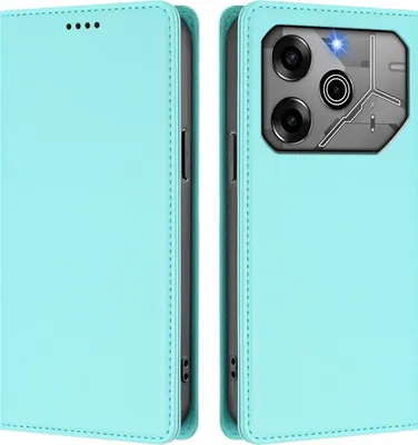 Obrázek produktu pro Kožené pouzdro pro Tecno Pova 6 4G, magnetické flipové pouzdro zPolyuretankůže se stojánkem Mátově zelená