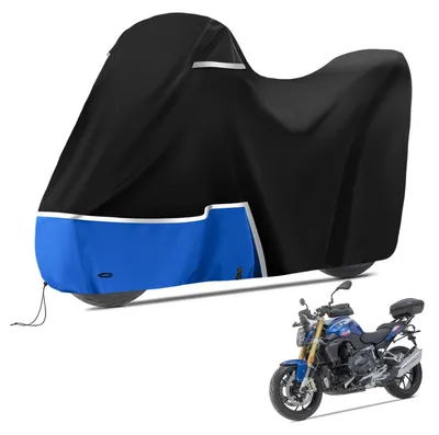 Image de Housse de moto pour l'extérieur, adaptée aux modèles BMW R1250GS, R1300GS, F650GS et F750GS (avec top case), en tissu Oxford 420D, imperméable et résistante aux intempéries.