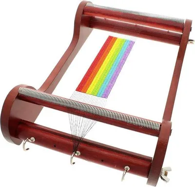 Obrázek produktu pro Dřevěný tkalcovský stav – 28 cm x 18 cm x 8 cm – včetně montážního návodu – náramky, řetízky, řemínky – ručně vyrobený projekt pro kutily