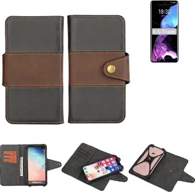 Produktbild von K-S-Trade Handyhülle Schutzhülle Hülle Bookstyle Wallet-Case kompatibel mit Meizu 18 Bumper Rundumschutz schwarz-braun 1x