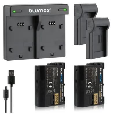 Produktbild von 2x Akku + Lader für Nikon EN-EL15 A/B/C  Z5 Z6 Z7 II D7500  2040 mAh (7,0V)