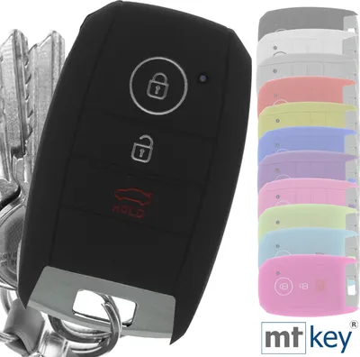 Produktbild von Auto Schlüssel Hülle Silikon Schutz Cover Schwarz kompatibel mit KIA Picantio Rio Ceed Soul Sportage Stonic 3 Tasten KEYLESS SMARTKEY