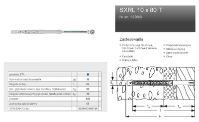 Zdjęcie produktu dla Kołek rozporowy z długim trzpieniem SXRL 10x80 T