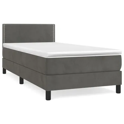 Image de vidaXL Lit boxspring avec matelas gris foncé 90x200 cm velours