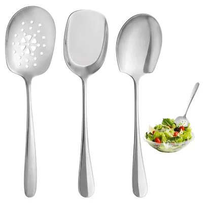 3 Servierlöffel groß, 22 cm, Edelstahl, Set
