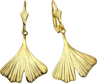 Zdjęcie produktu dla F Kolczyki 333/- żółte złoto ginkgo 3.5cm