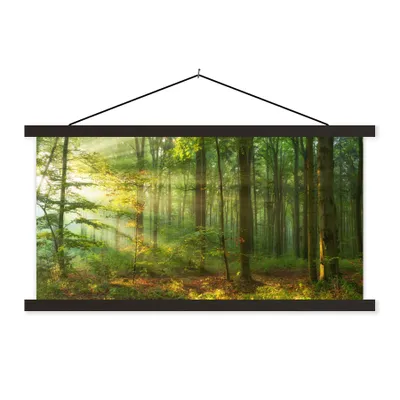 Produktbild von MuchoWow® Textilposter Sonne - Wald - Bäume - Natur - Herbst 60x30 cm mit schwarzem Rahmen - Textilien