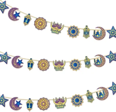 Produktbild von Girlande Ramadan Mubarak, bunte Dekoration, 125 cm, für festliche Stimmung