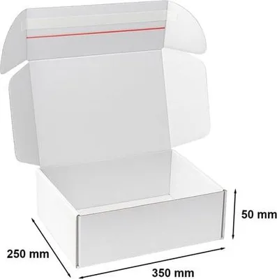 Obrázek produktu pro Vykrajovátko na karton Kartonová krabice Karton s páskou 350 x 250 x 50 mm F427 Bílá