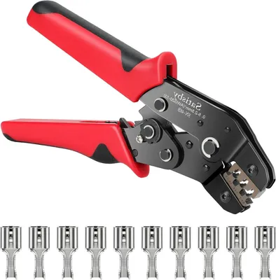 Productafbeelding van Spade Connector Krimptang - Krimptang Spade - Elektrische Verbindingen Maken - Ratel Arbeidsbesparend - 05-25 mm² - Zwart Oxide