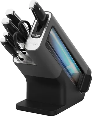 Produktbild von 6-teilige Edelstahl-Messerset mit integriertem Schleifer und ergonomischen Griffen
