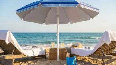 Immagine prodotto di Milani Home - ombrellone da spiaggia diametro 2 m con palo centrale in acciaio, poliestere multicolor, UV, inclinabile, per mare, piscina e campeggio