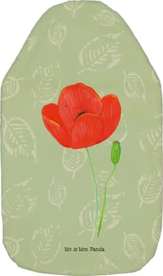Produktbild von Mr. & Mrs. Panda Wärmflasche Blume Mohnblume - Blattgrün - Geschenk, mit Bezug, Garten, Wärmflaschen, Bettflasche, Wärmekissen, Selbstliebe, gummi, Mohn, Religion, Glaube