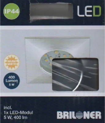 Produktbild von Briloner LED Einbauleuchte Eckig Chrom 5W 400lm Warmweiß IP44 75x75mm 7205-018