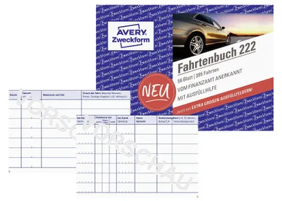 Image de AVERY ZWECKFORM Fahrtenbuch 40 Blatt A6, 222 10 Stück Verkaufseinheit 663246 4004182002223