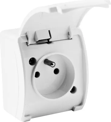 Immagine prodotto di Prese di corrente da superficie Presa di corrente IP44 Sistema francese + coperchio a cerniera 161-01 bianco DV