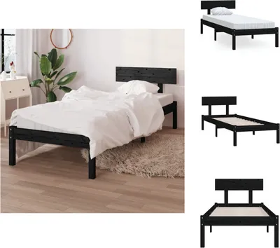 Produktbild von vidaXL Massivholzbett Schwarz Kiefer 90x190 cm - Betten & Bettgestelle
